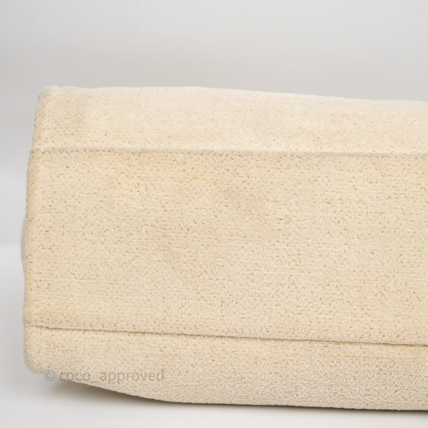 Chanel Large Deauville Ivory Lurex Boucle Gold Hardware 19A