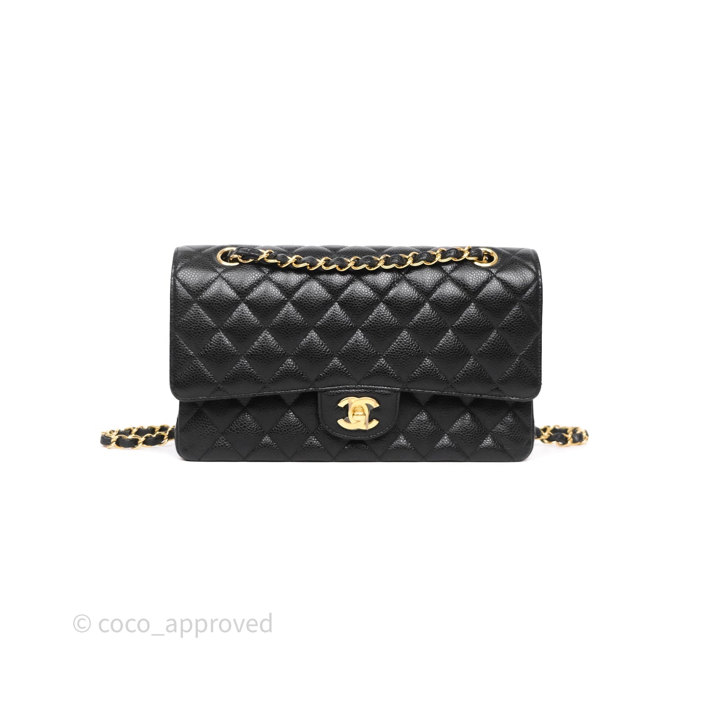 Chanel Classic M/L Medium Flap Quilted Black Caviar Gold Hardware