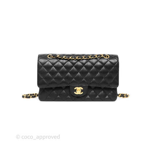 Chanel Classic M/L Medium Flap Quilted Black Caviar Gold Hardware