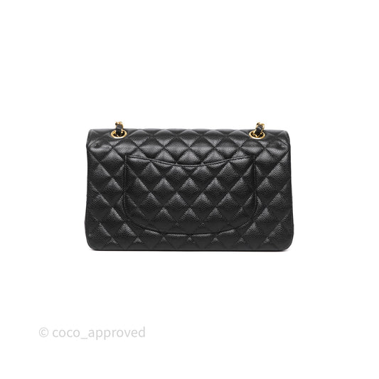 Chanel Classic M/L Medium Flap Quilted Black Caviar Gold Hardware