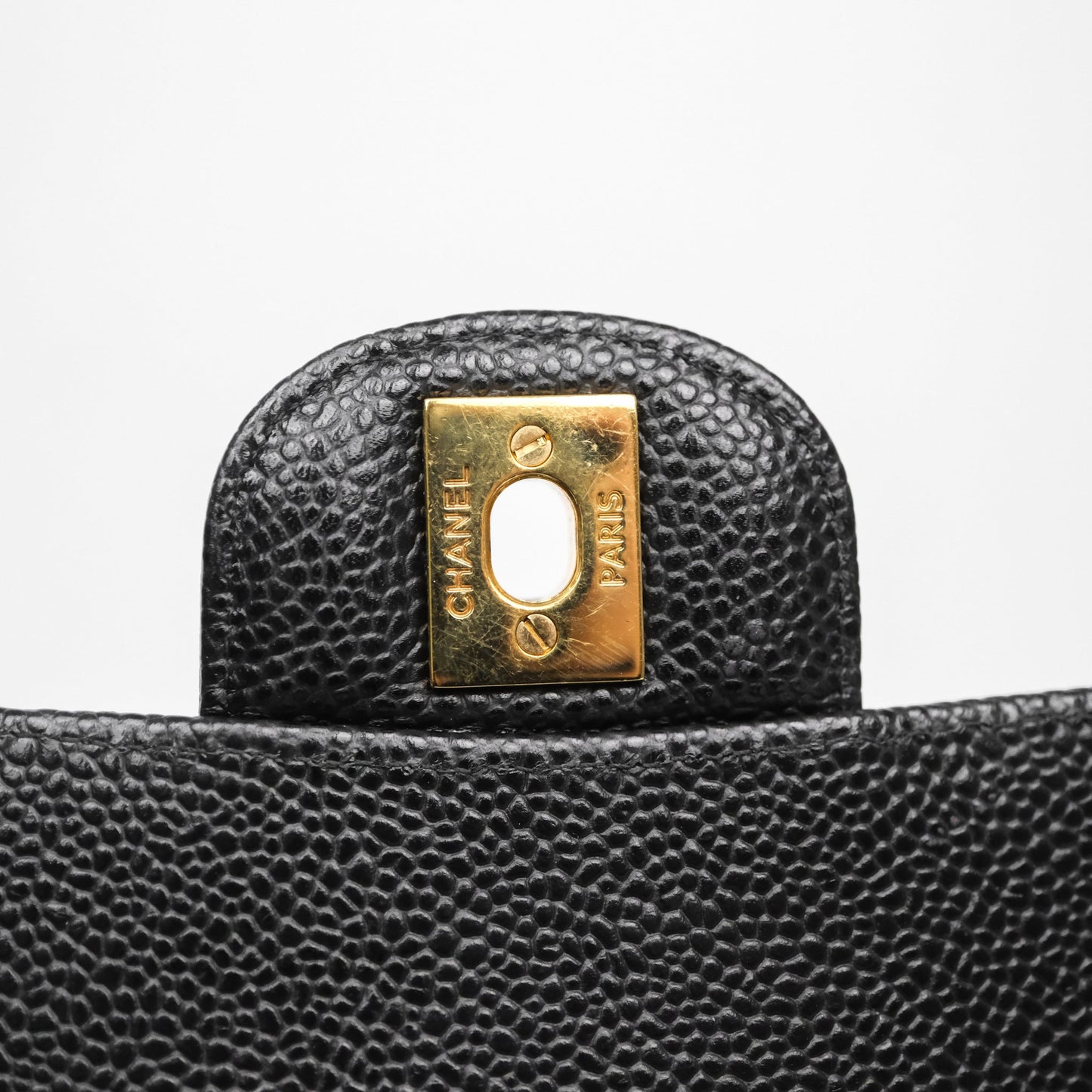 Chanel Classic M/L Medium Flap Quilted Black Caviar Gold Hardware