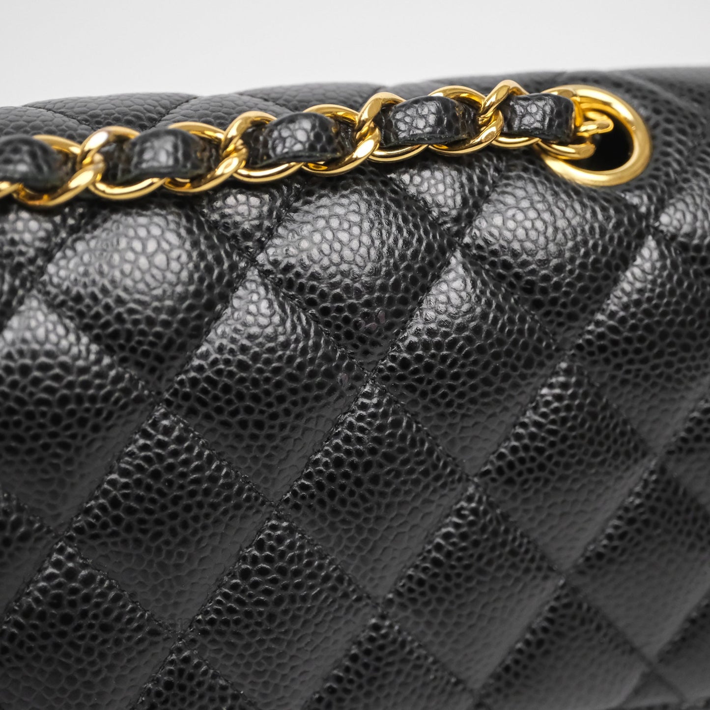 Chanel Classic M/L Medium Flap Quilted Black Caviar Gold Hardware