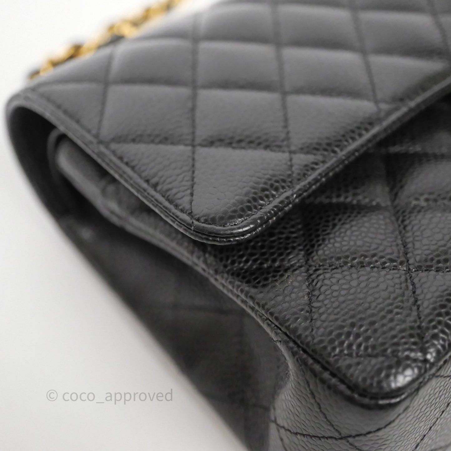 Chanel Classic M/L Medium Flap Quilted Black Caviar Gold Hardware