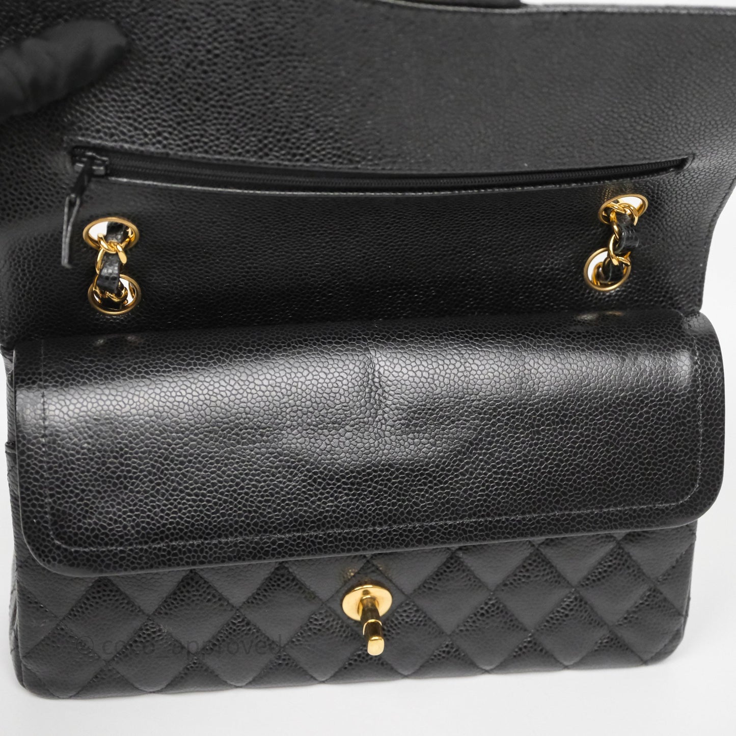 Chanel Classic M/L Medium Flap Quilted Black Caviar Gold Hardware