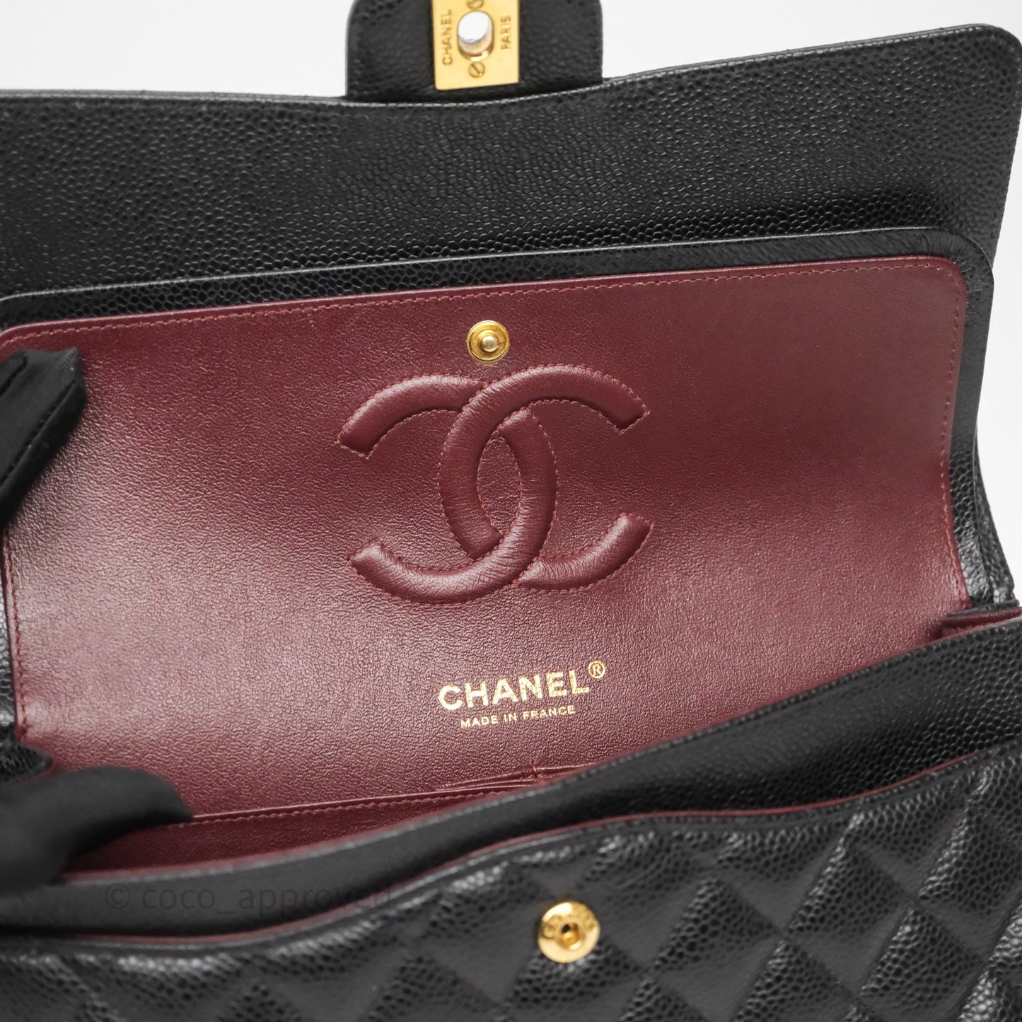 Chanel Classic M/L Medium Flap Quilted Black Caviar Gold Hardware