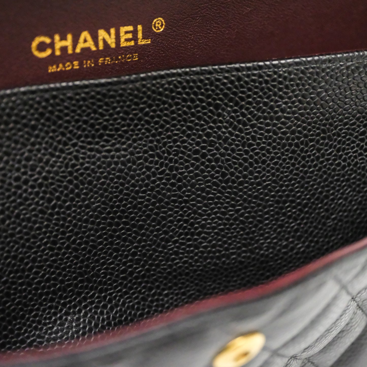Chanel Classic M/L Medium Flap Quilted Black Caviar Gold Hardware