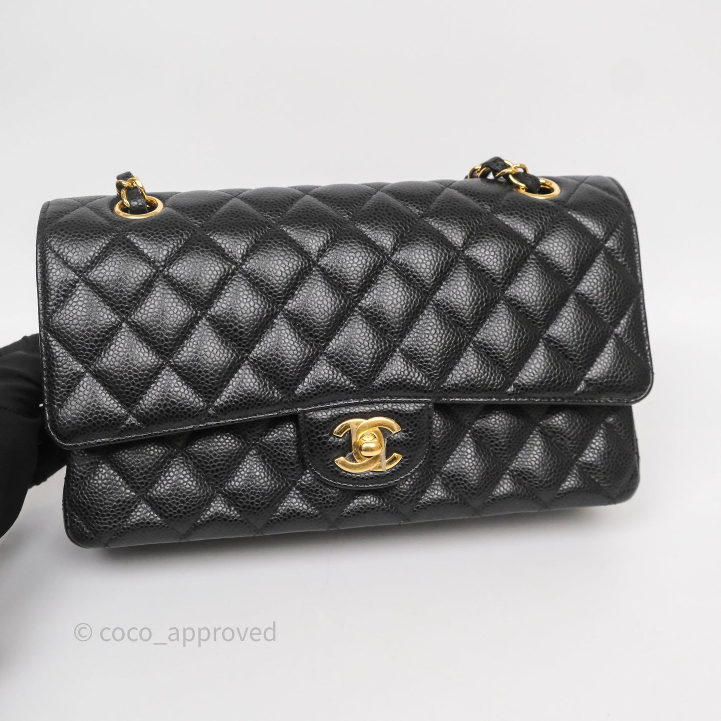 Chanel Classic M/L Medium Flap Quilted Black Caviar Gold Hardware