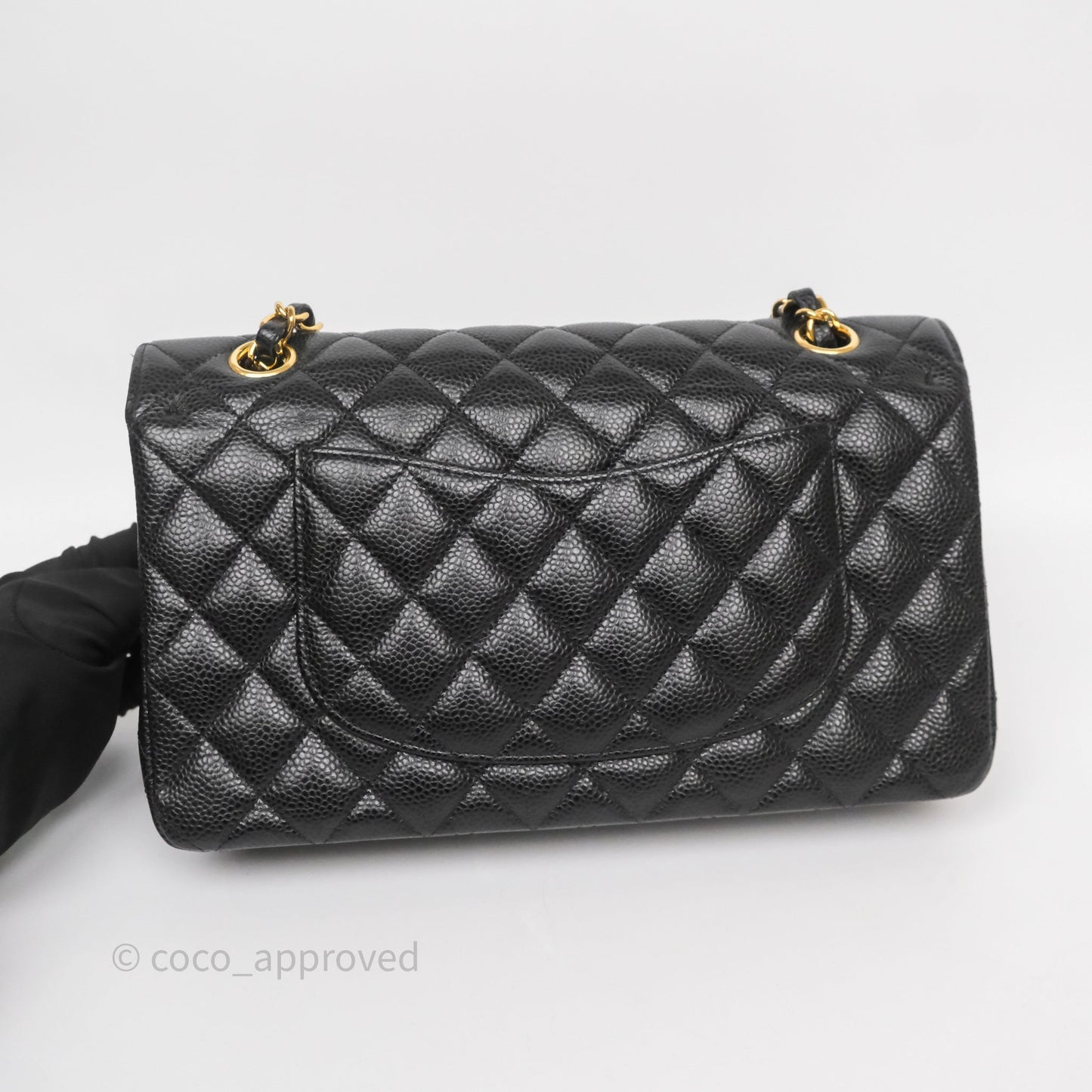 Chanel Classic M/L Medium Flap Quilted Black Caviar Gold Hardware