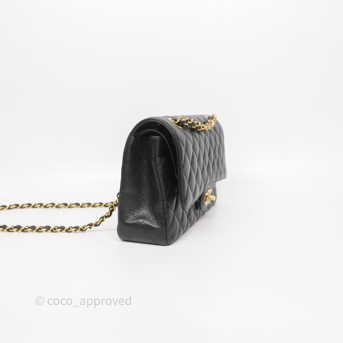Chanel Classic M/L Medium Flap Quilted Black Caviar Gold Hardware