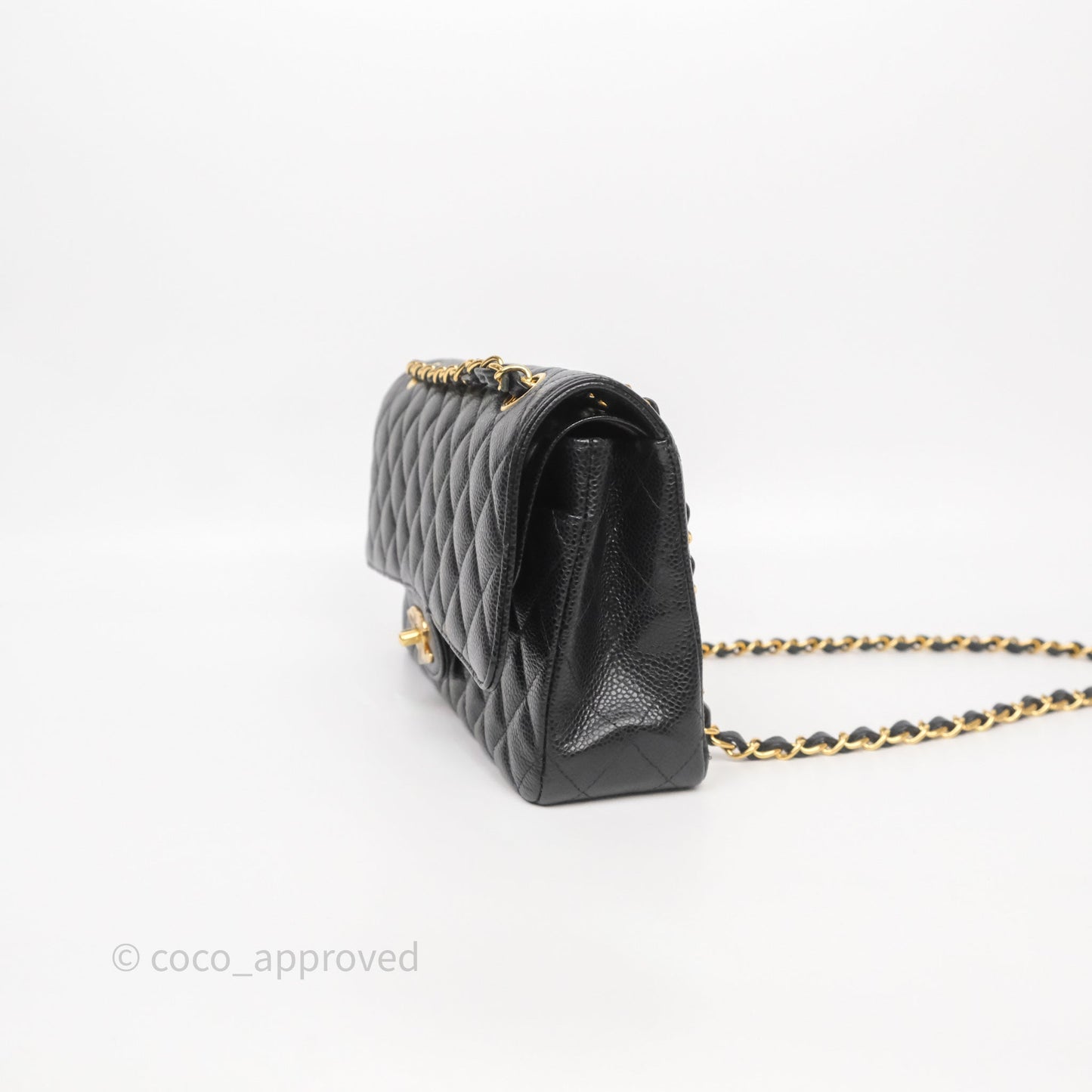 Chanel Classic M/L Medium Flap Quilted Black Caviar Gold Hardware