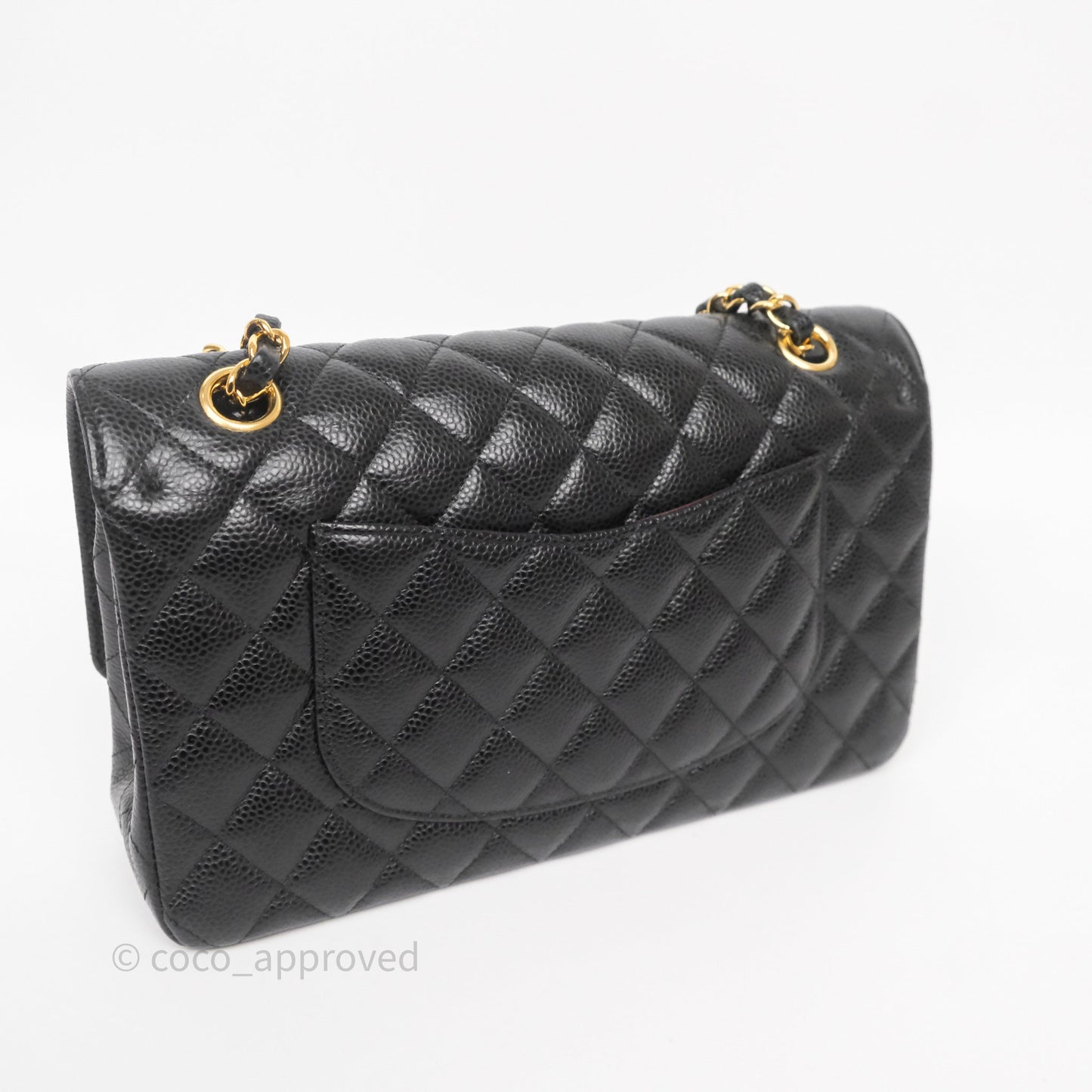 Chanel Classic M/L Medium Flap Quilted Black Caviar Gold Hardware