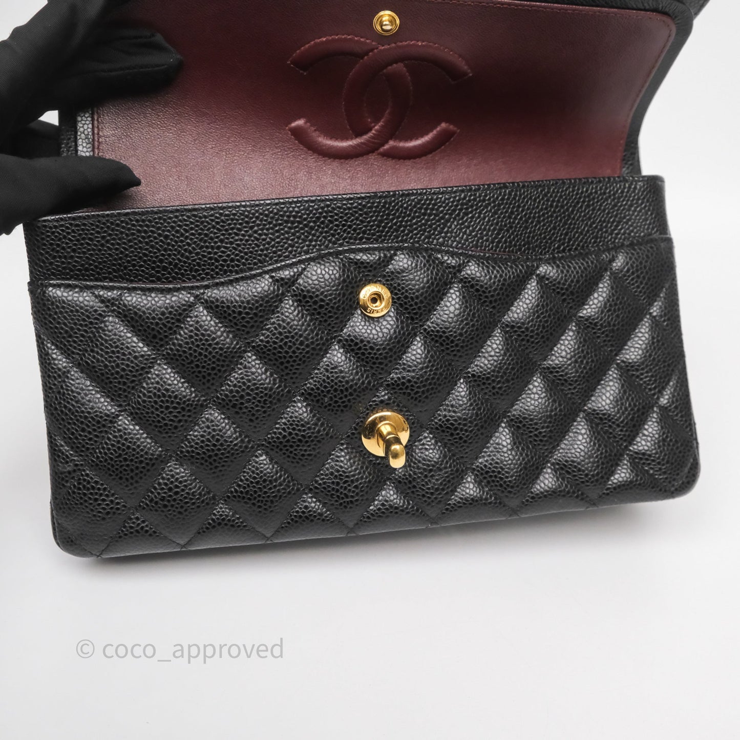 Chanel Classic M/L Medium Flap Quilted Black Caviar Gold Hardware