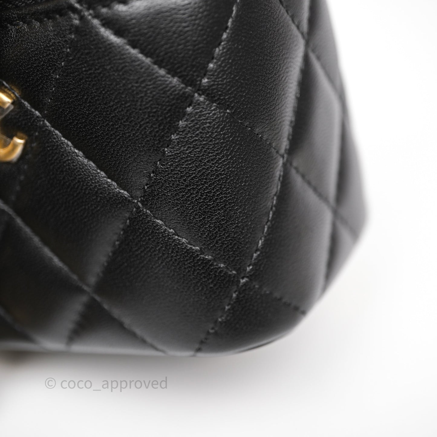 Chanel Mini Vanity With Double Chain Black Lambskin Aged Gold Hardware