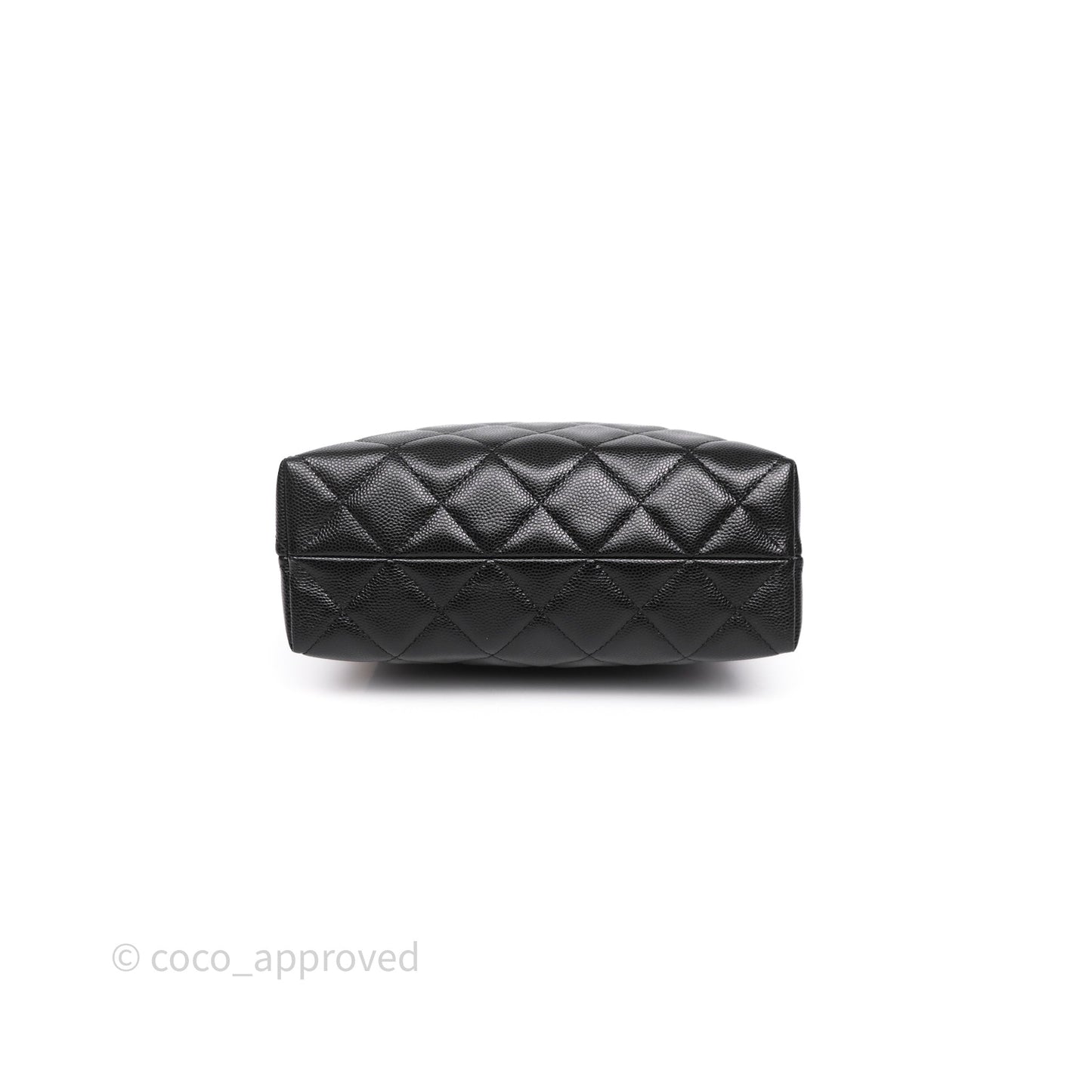 Chanel Metal Top Handle Clutch with Chain Black Caviar Aged Gold Hardware 24A
