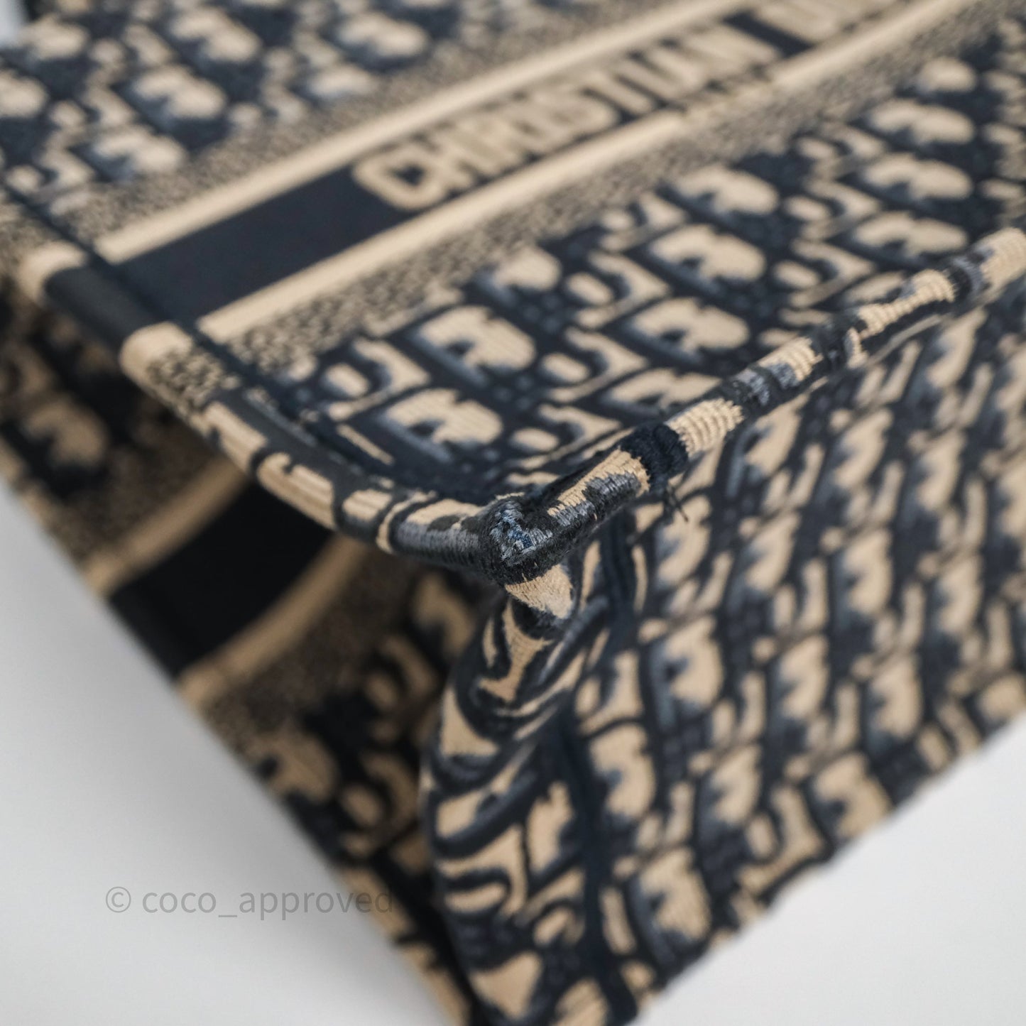Christian Dior Small Dior Oblique Embroidery Canvas Book Tote