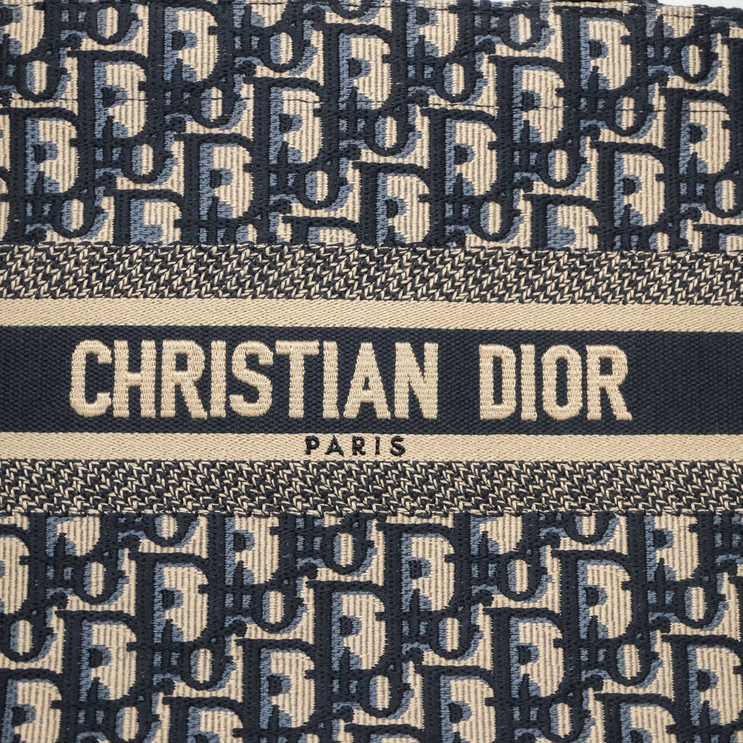 Christian Dior Small Dior Oblique Embroidery Canvas Book Tote