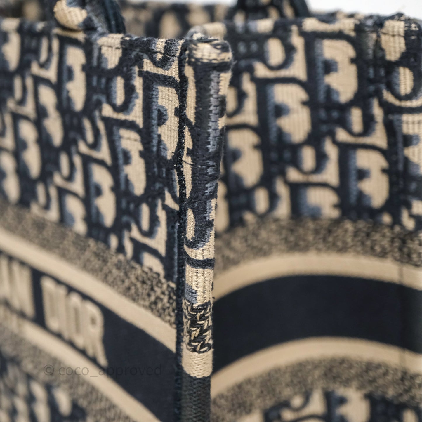 Christian Dior Small Dior Oblique Embroidery Canvas Book Tote