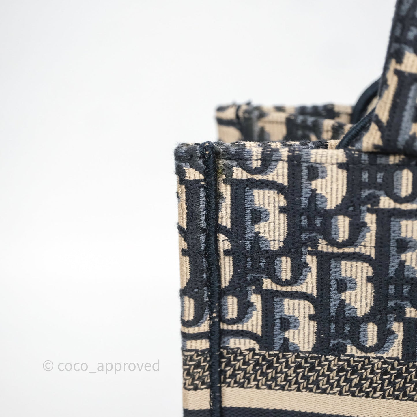 Christian Dior Small Dior Oblique Embroidery Canvas Book Tote