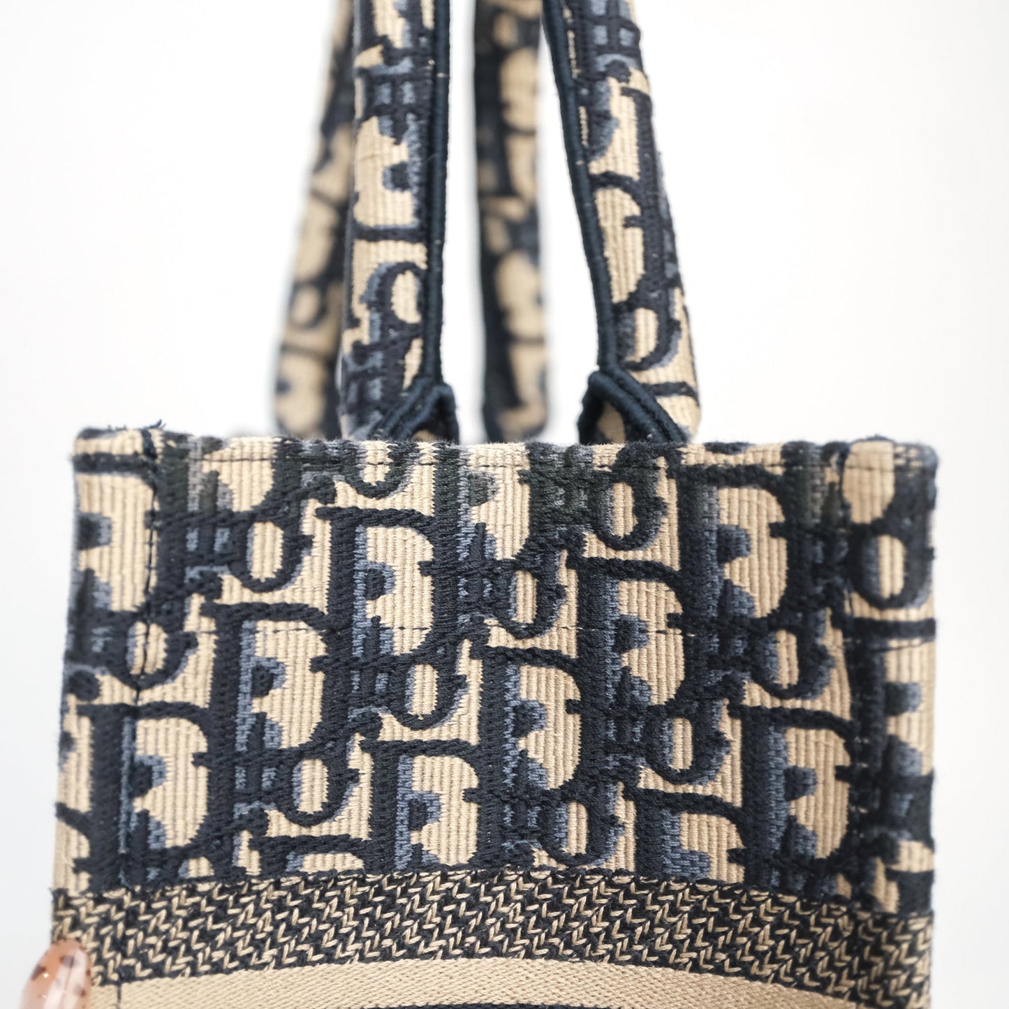 Christian Dior Small Dior Oblique Embroidery Canvas Book Tote
