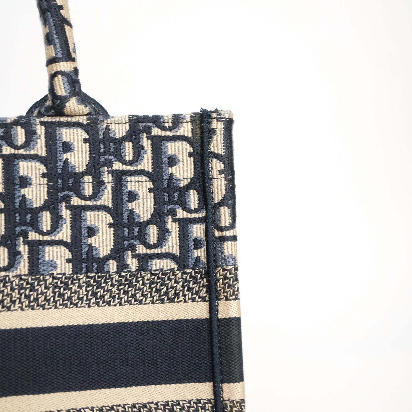 Christian Dior Small Dior Oblique Embroidery Canvas Book Tote