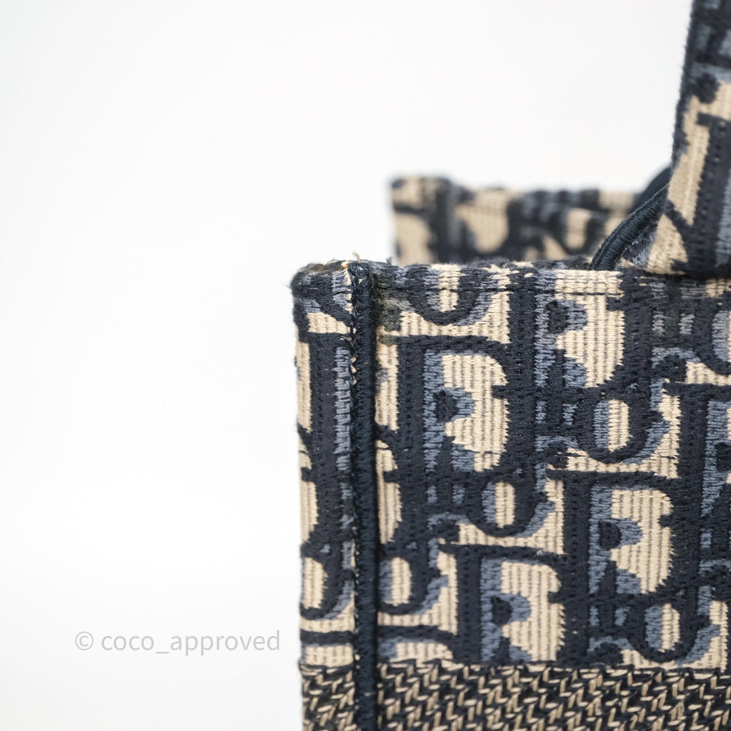 Christian Dior Small Dior Oblique Embroidery Canvas Book Tote