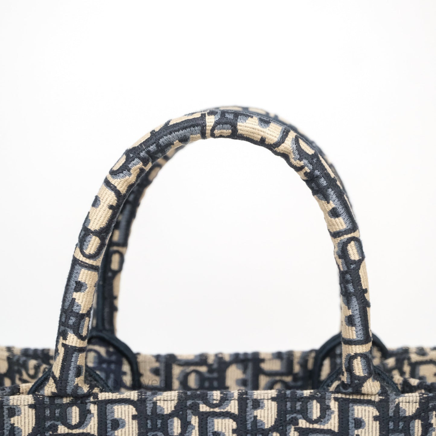 Christian Dior Small Dior Oblique Embroidery Canvas Book Tote
