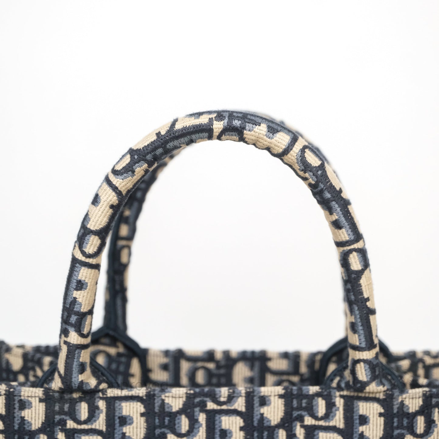 Christian Dior Small Dior Oblique Embroidery Canvas Book Tote