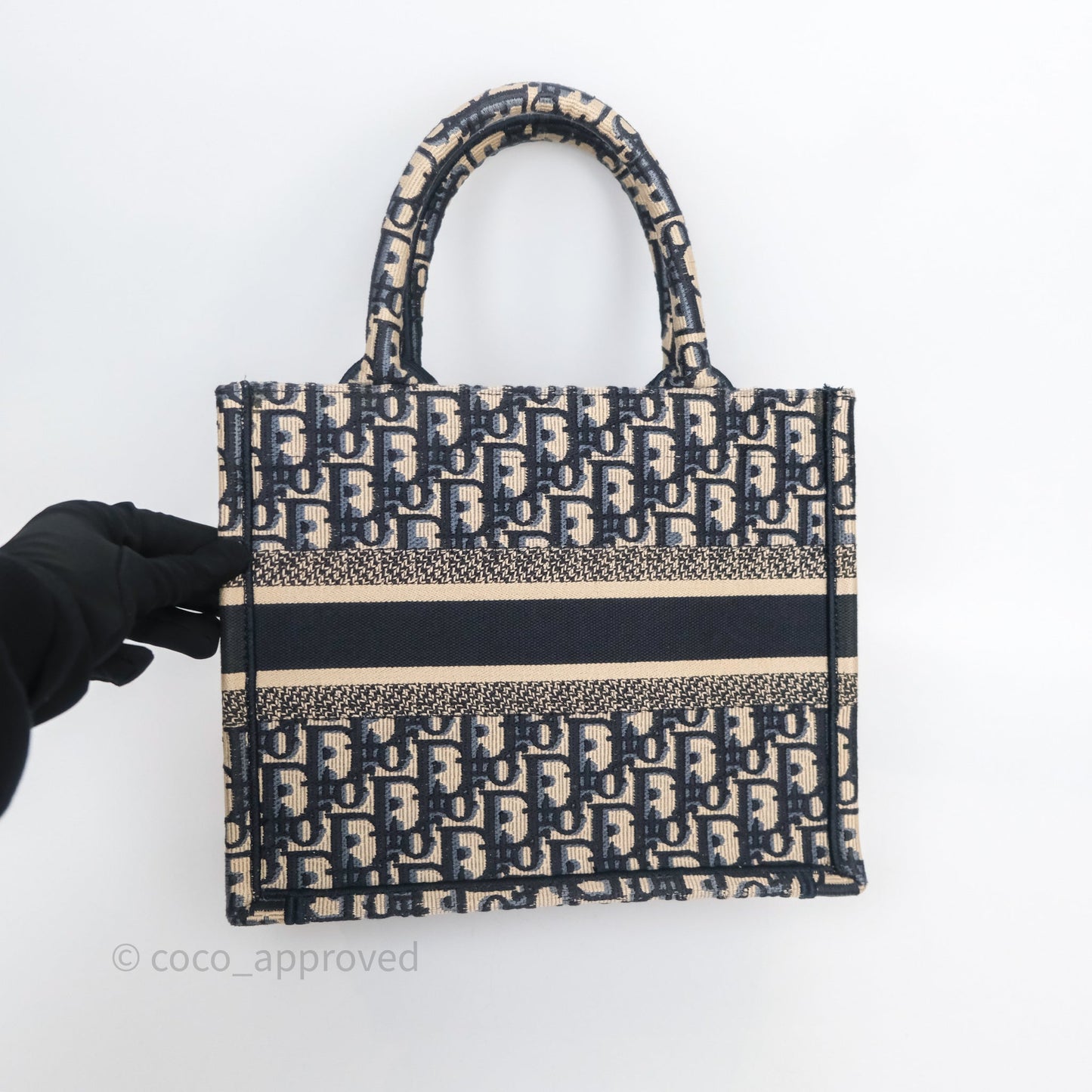 Christian Dior Small Dior Oblique Embroidery Canvas Book Tote