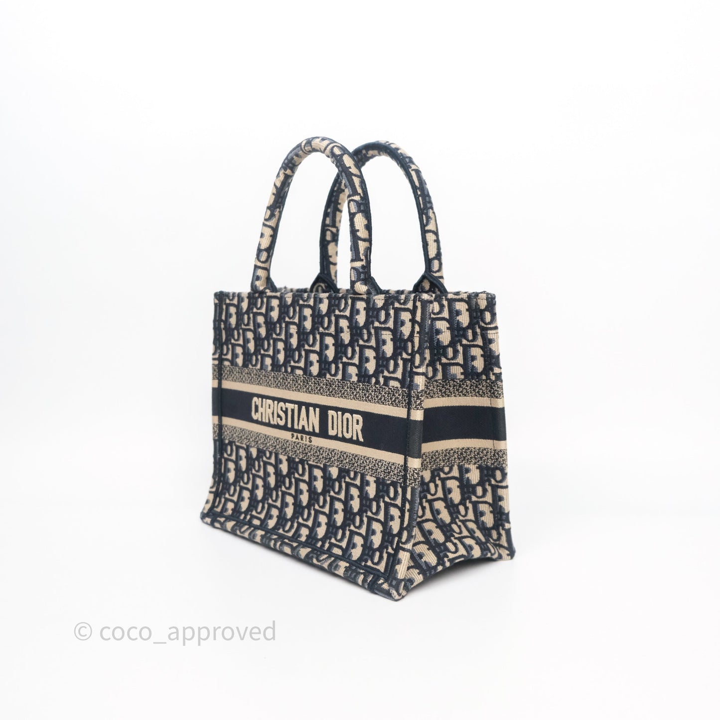 Christian Dior Small Dior Oblique Embroidery Canvas Book Tote