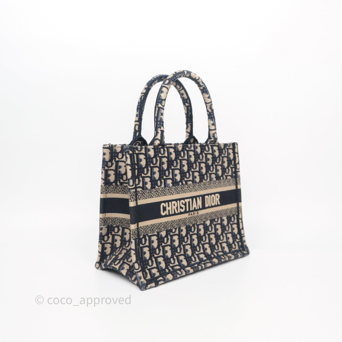 Christian Dior Small Dior Oblique Embroidery Canvas Book Tote