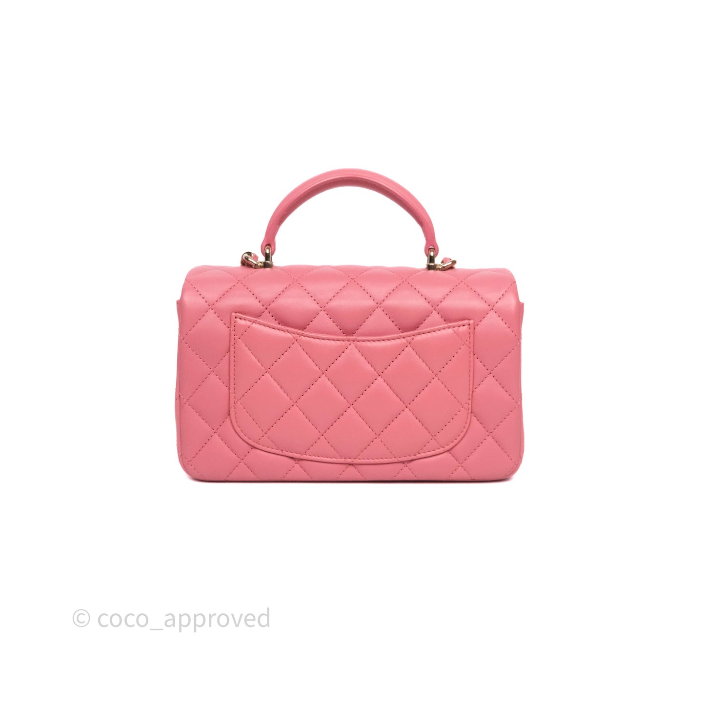 Chanel Top Handle Mini Rectangular Flap Pink Lambskin Gold Hardware