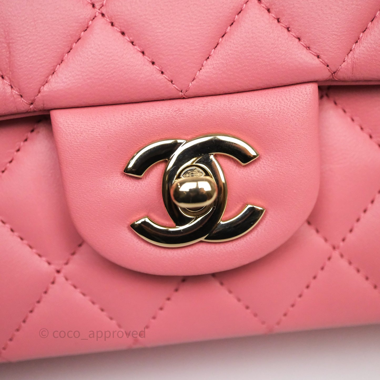 Chanel Top Handle Mini Rectangular Flap Pink Lambskin Gold Hardware