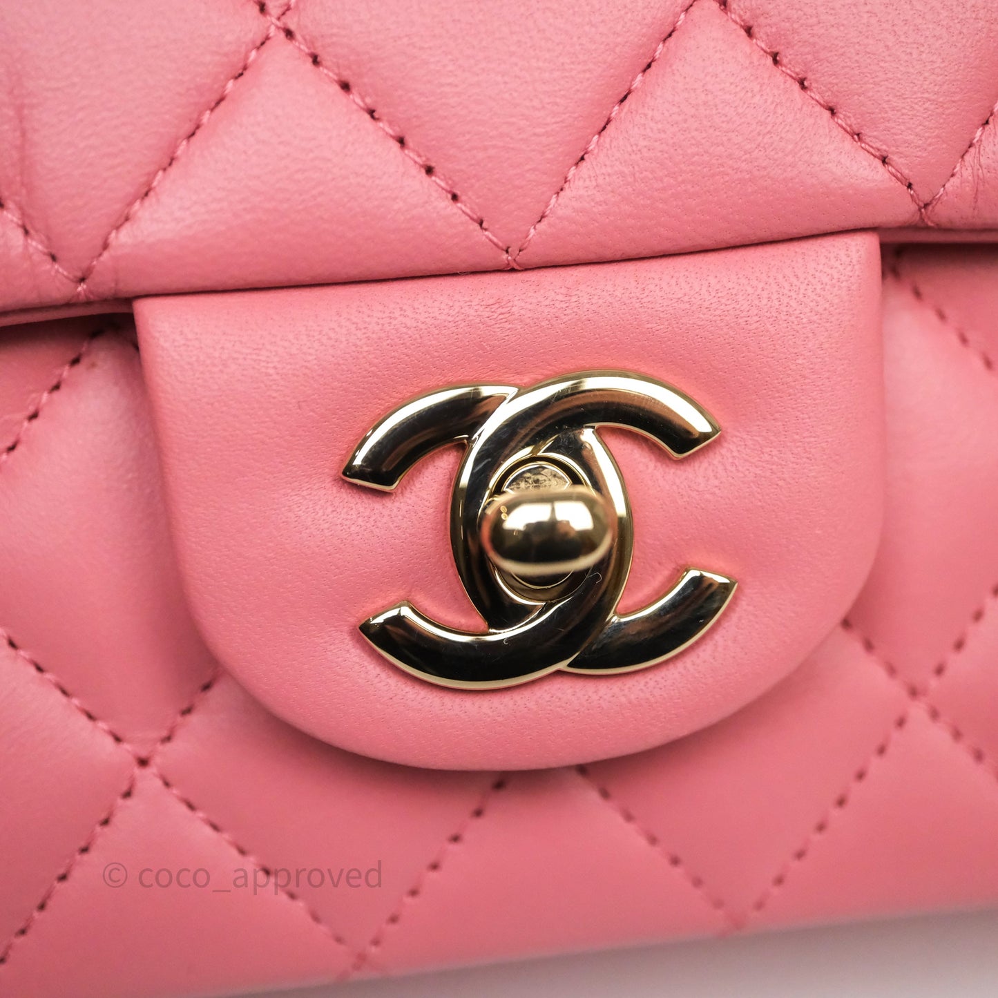 Chanel Top Handle Mini Rectangular Flap Pink Lambskin Gold Hardware