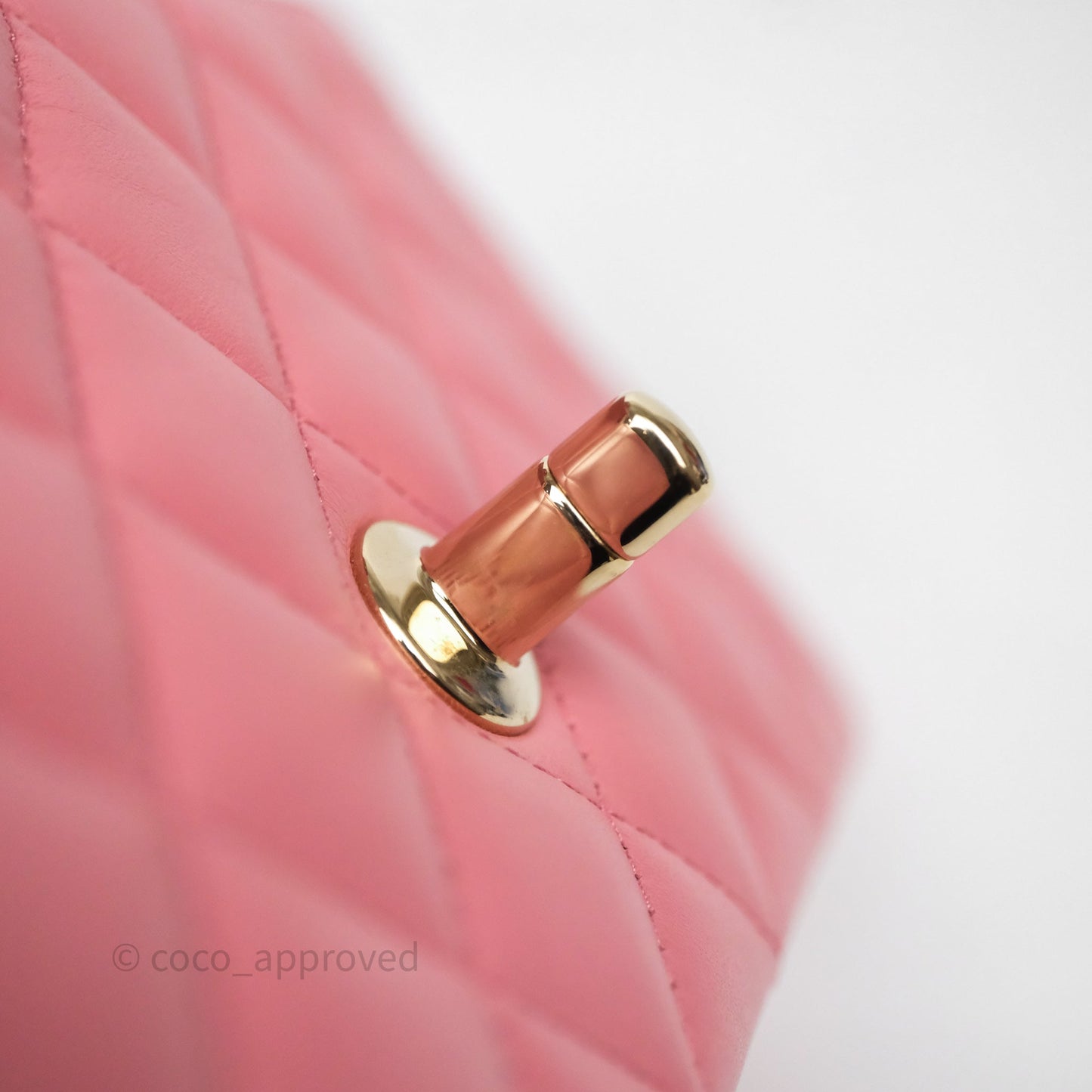 Chanel Top Handle Mini Rectangular Flap Pink Lambskin Gold Hardware