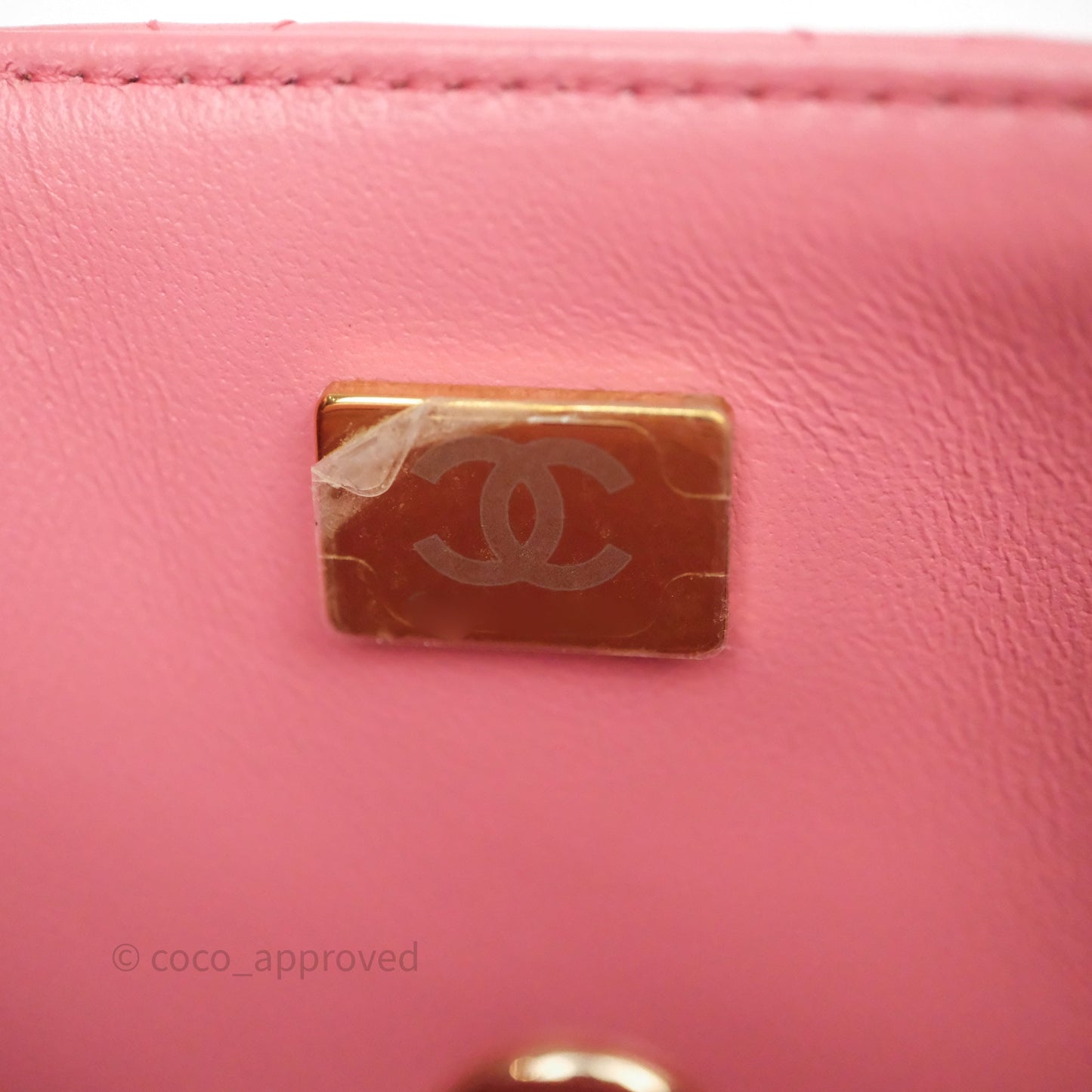 Chanel Top Handle Mini Rectangular Flap Pink Lambskin Gold Hardware