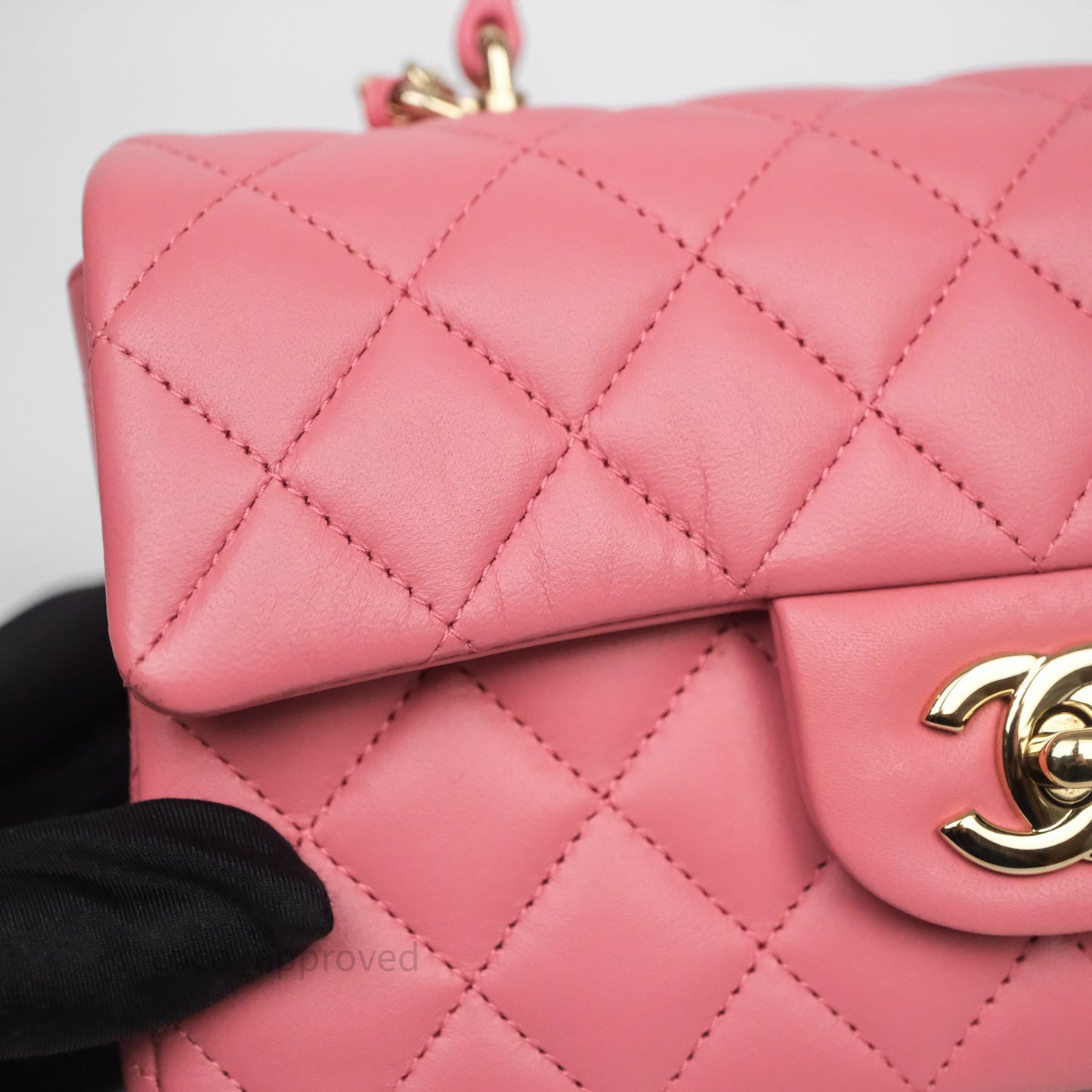 Chanel Top Handle Mini Rectangular Flap Pink Lambskin Gold Hardware