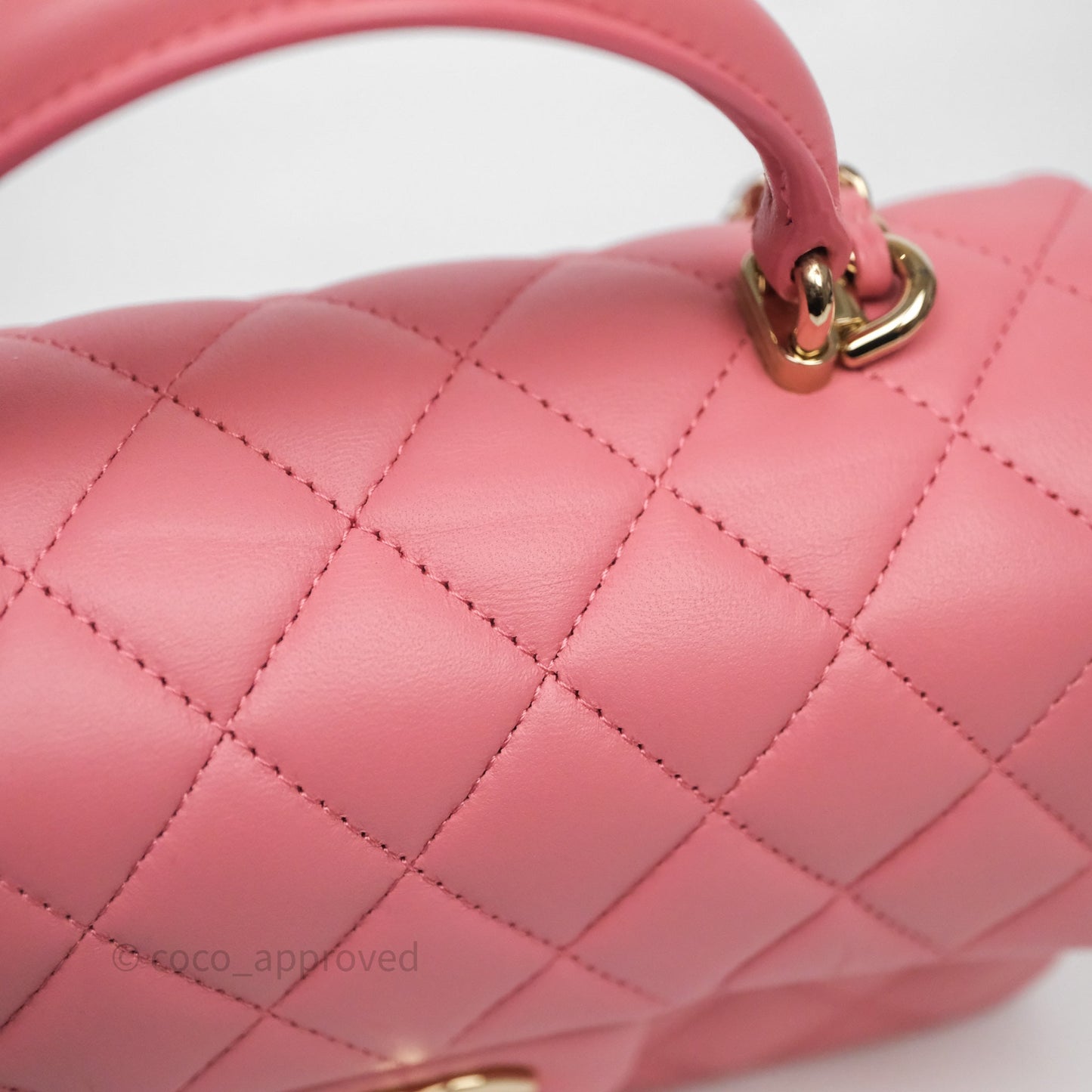 Chanel Top Handle Mini Rectangular Flap Pink Lambskin Gold Hardware