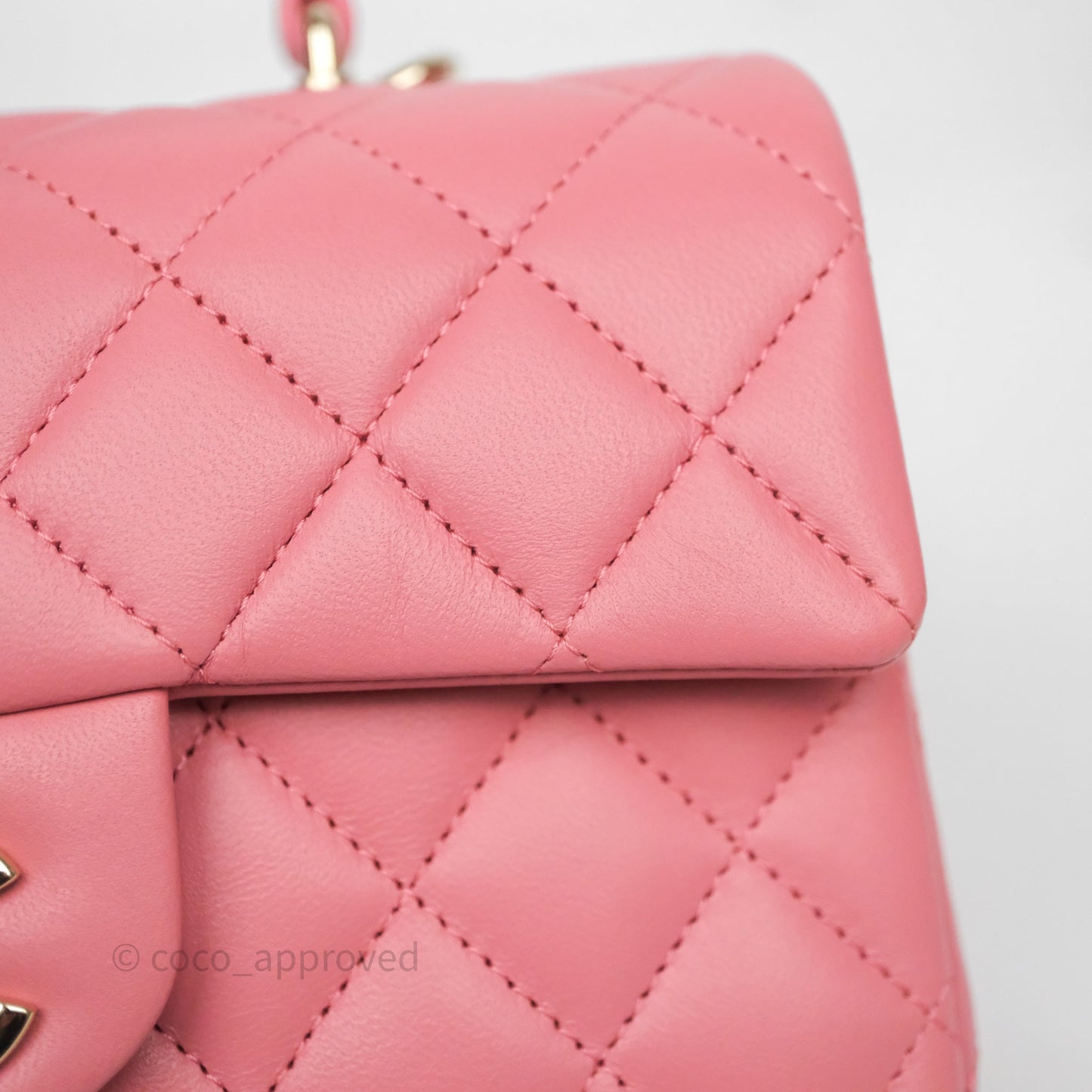 Chanel Top Handle Mini Rectangular Flap Pink Lambskin Gold Hardware