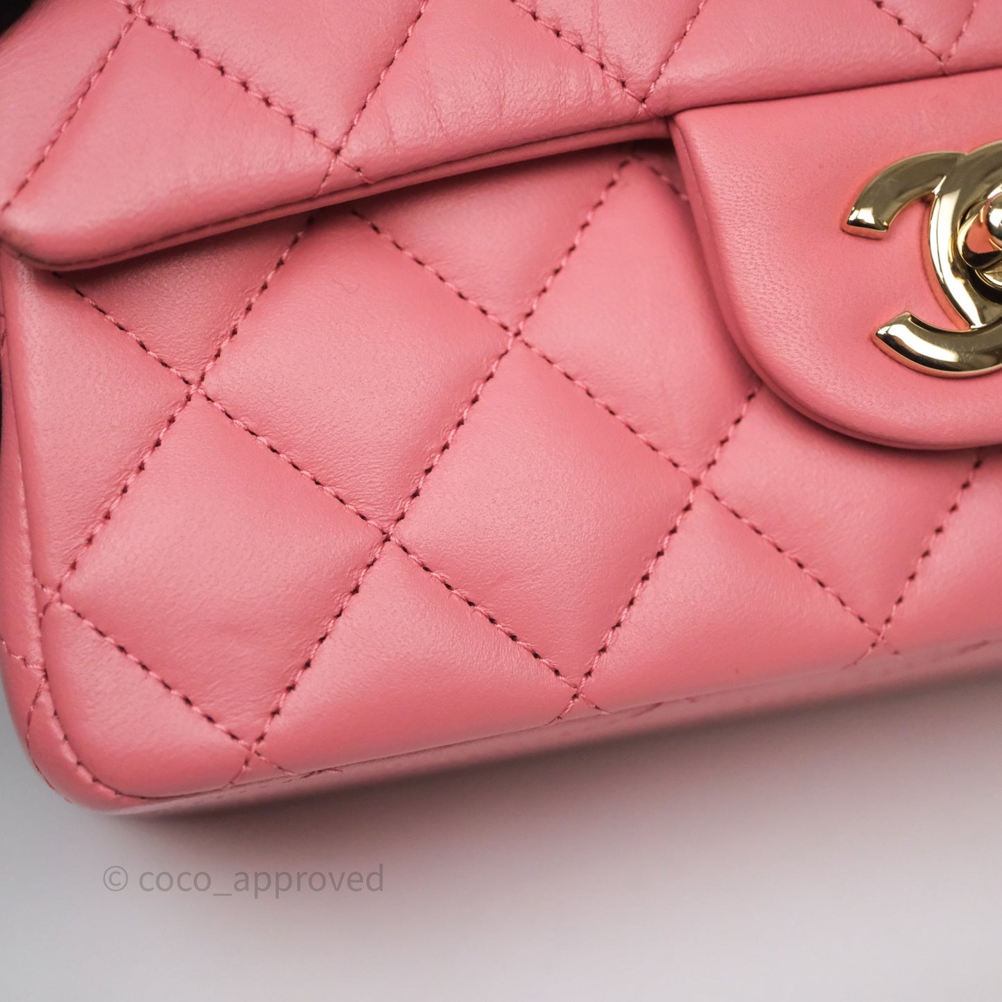 Chanel Top Handle Mini Rectangular Flap Pink Lambskin Gold Hardware