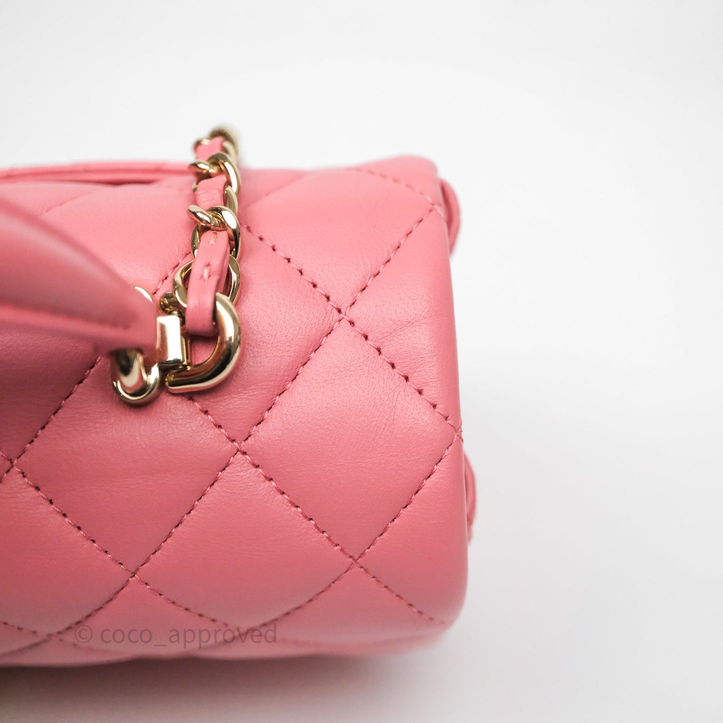 Chanel Top Handle Mini Rectangular Flap Pink Lambskin Gold Hardware