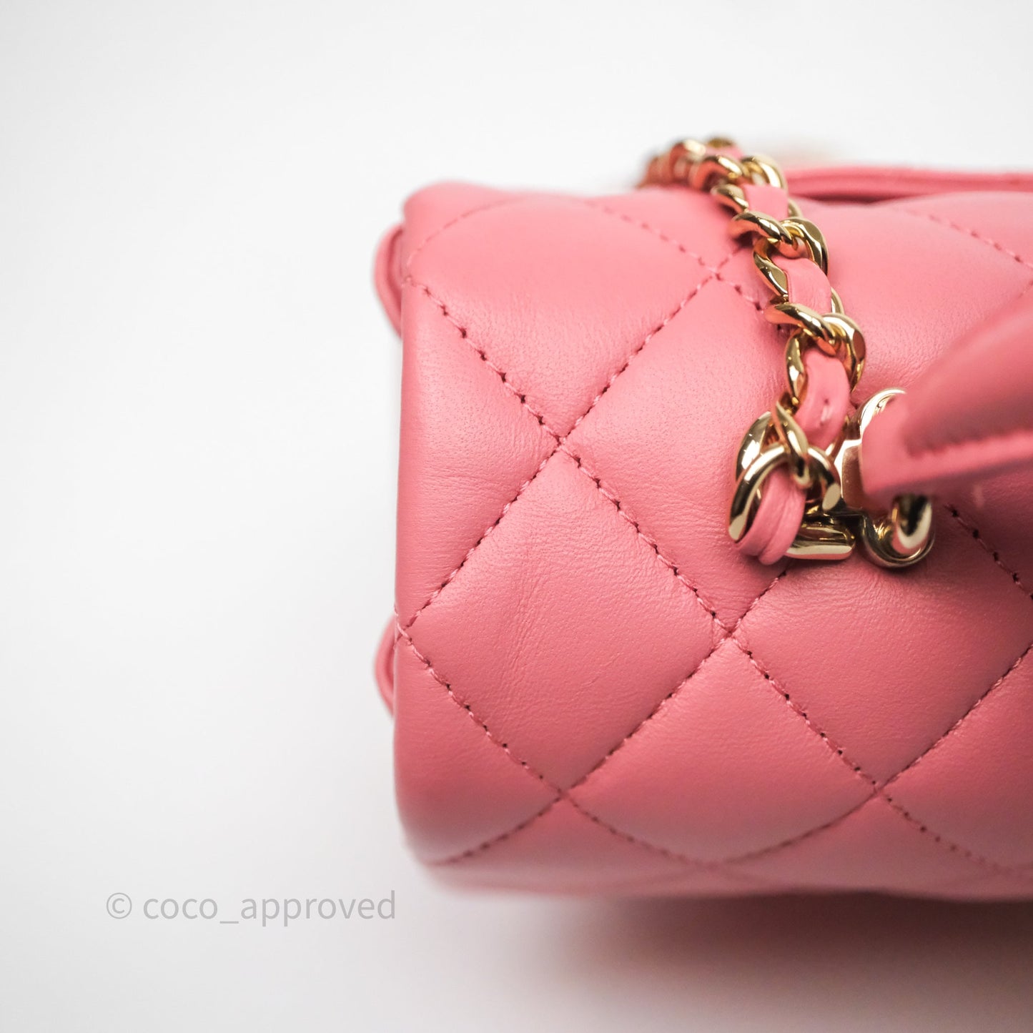 Chanel Top Handle Mini Rectangular Flap Pink Lambskin Gold Hardware