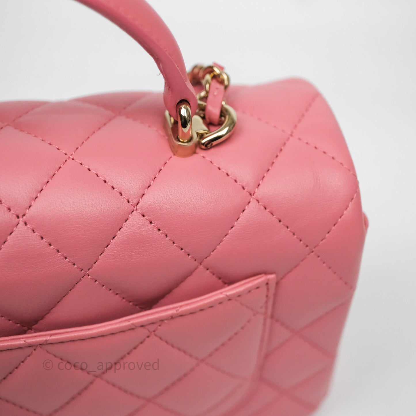 Chanel Top Handle Mini Rectangular Flap Pink Lambskin Gold Hardware