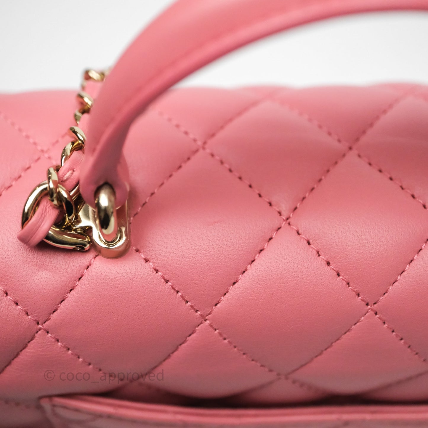 Chanel Top Handle Mini Rectangular Flap Pink Lambskin Gold Hardware