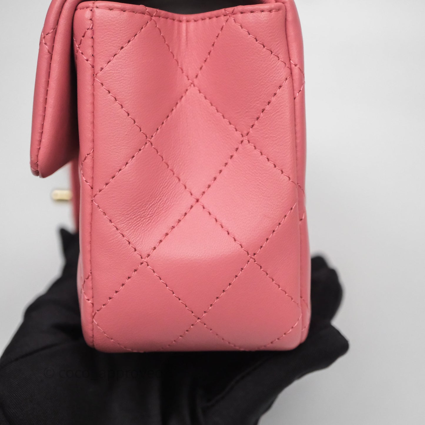 Chanel Top Handle Mini Rectangular Flap Pink Lambskin Gold Hardware