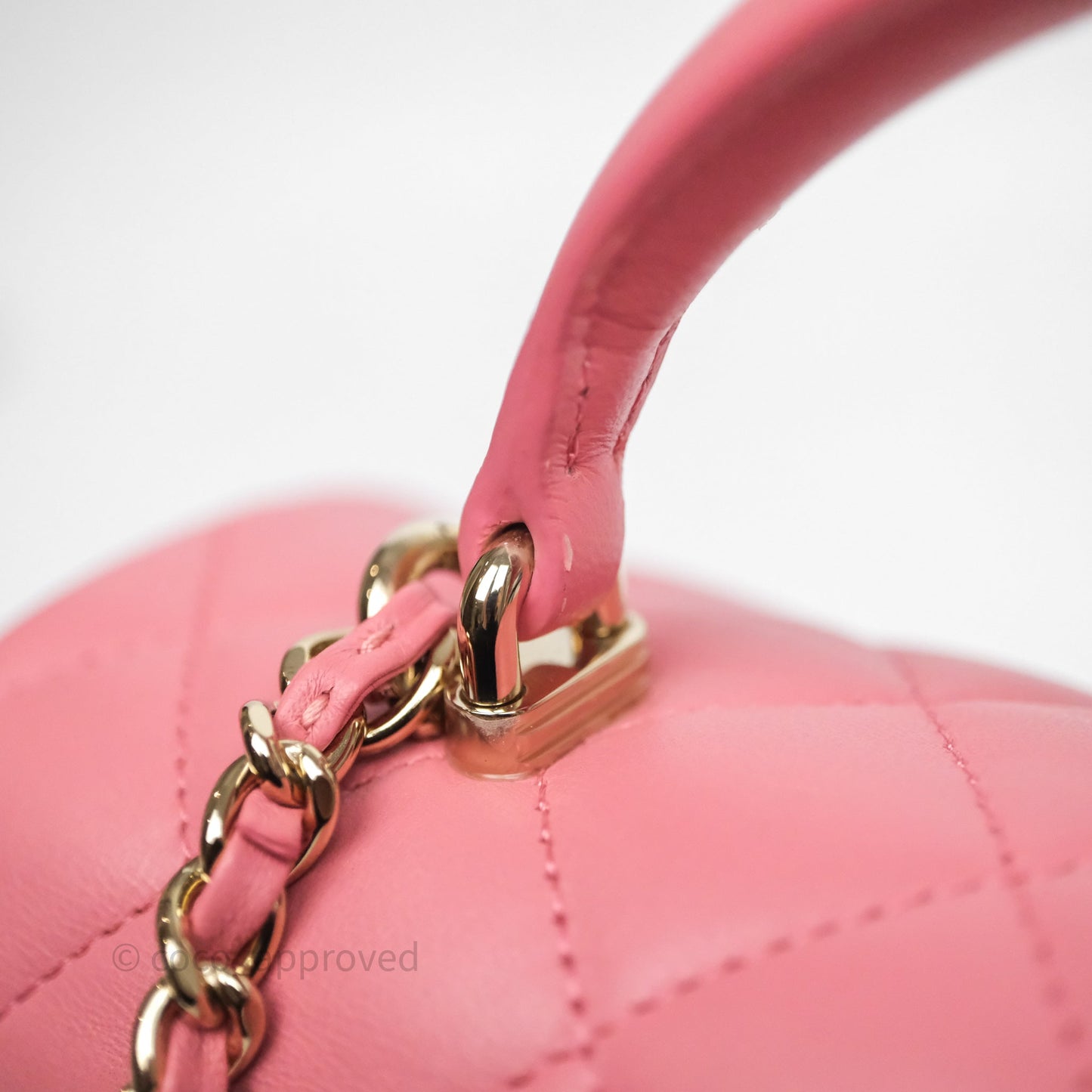Chanel Top Handle Mini Rectangular Flap Pink Lambskin Gold Hardware