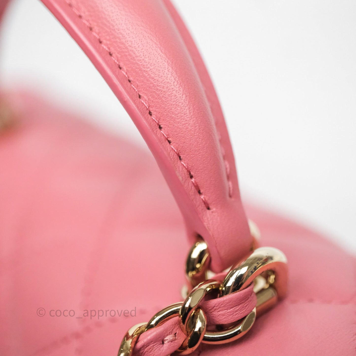 Chanel Top Handle Mini Rectangular Flap Pink Lambskin Gold Hardware