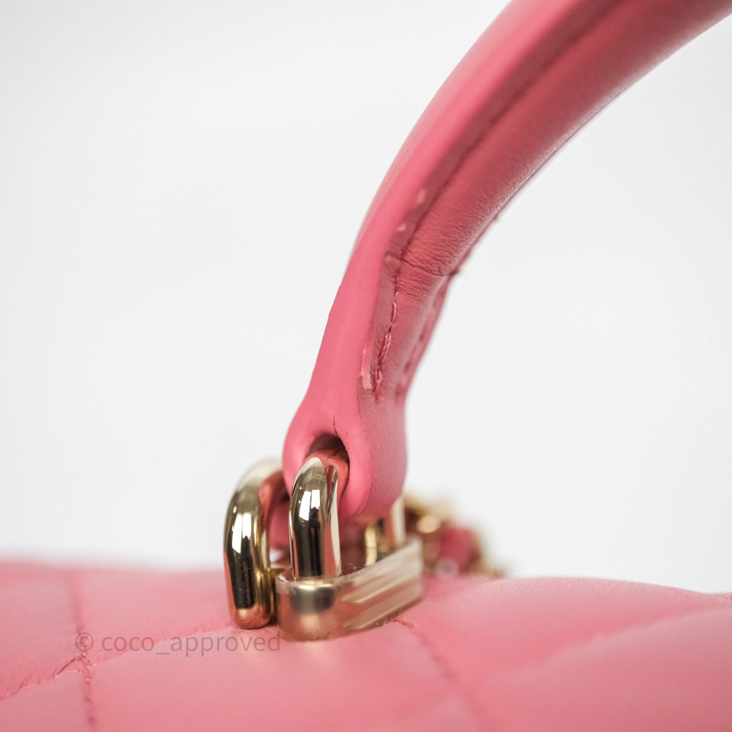 Chanel Top Handle Mini Rectangular Flap Pink Lambskin Gold Hardware