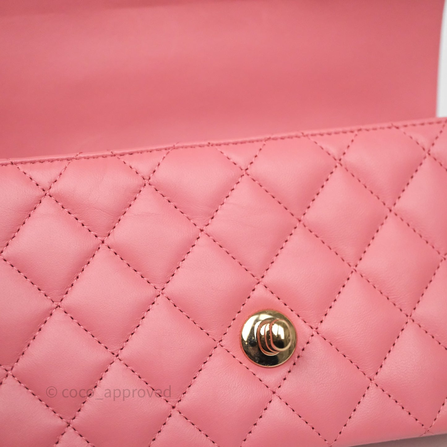Chanel Top Handle Mini Rectangular Flap Pink Lambskin Gold Hardware