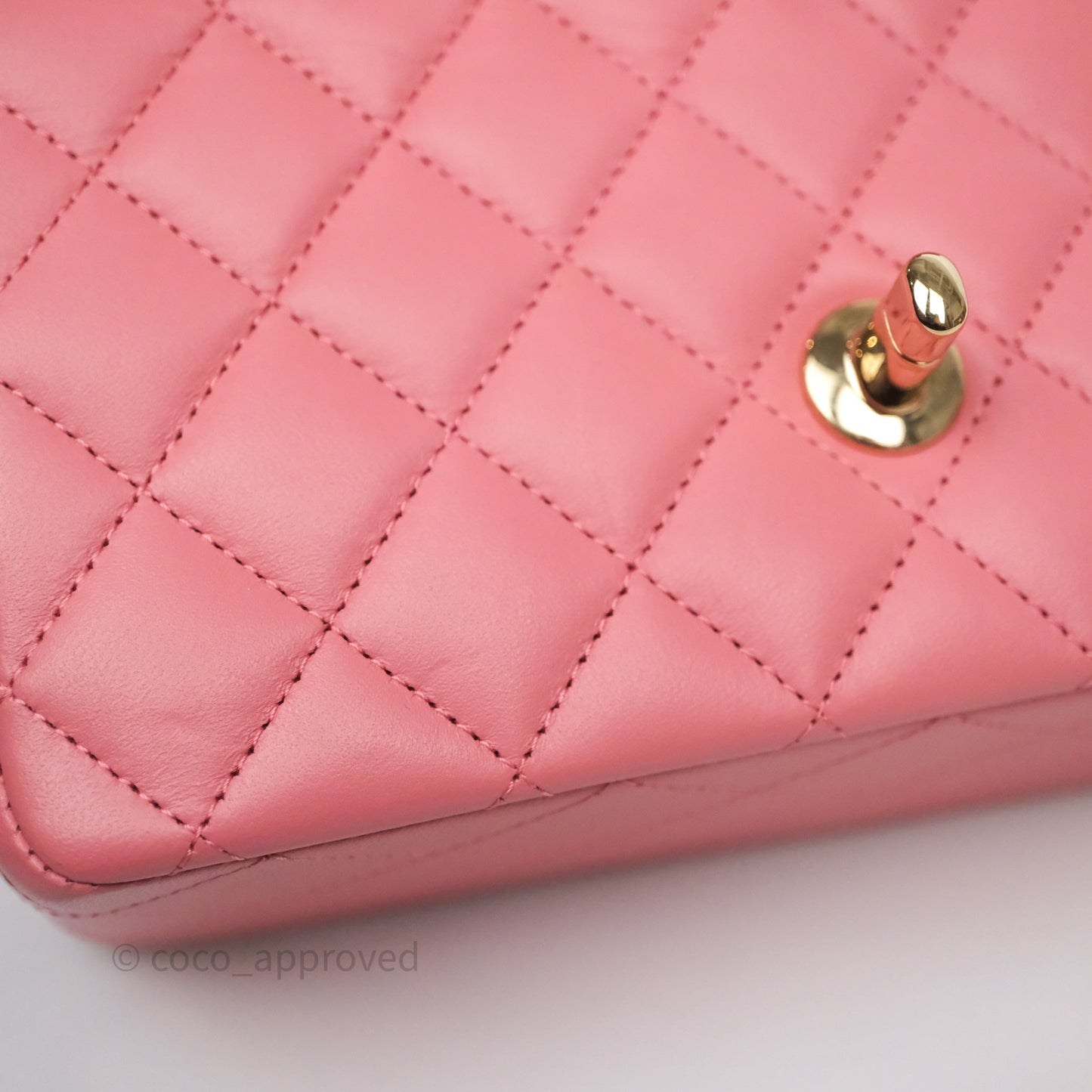 Chanel Top Handle Mini Rectangular Flap Pink Lambskin Gold Hardware