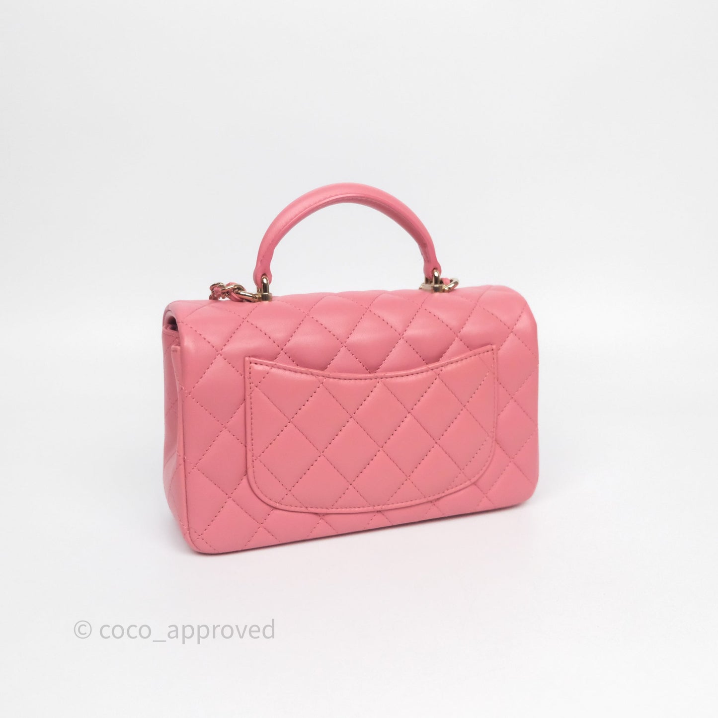 Chanel Top Handle Mini Rectangular Flap Pink Lambskin Gold Hardware